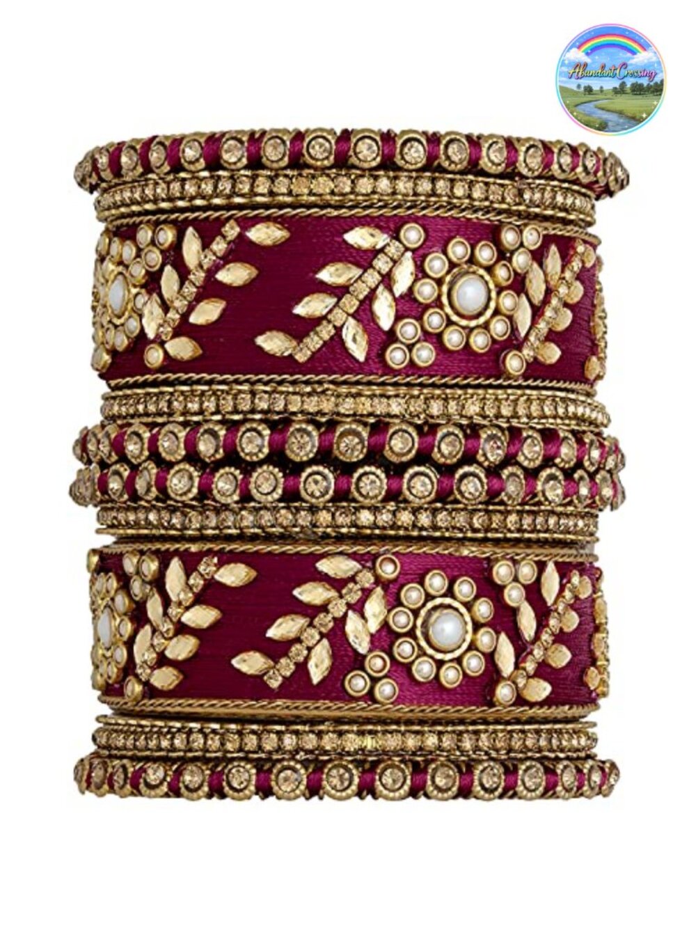 Silk Thread Faux Stone Bridal Bangle Set Traditional Wedding Jewelry